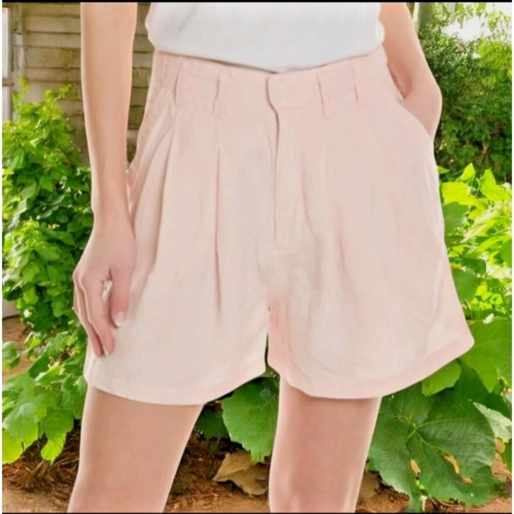 FREE PEOPLE‎ Pink Calla Linen Pleated High Rise Trouser Summer Shorts NWT size 0